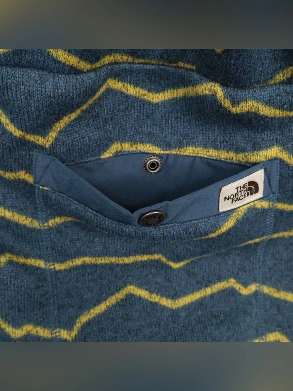 The North Face Knit Fleece Joggers Pants Blue Yellow Waves Men's Size XL